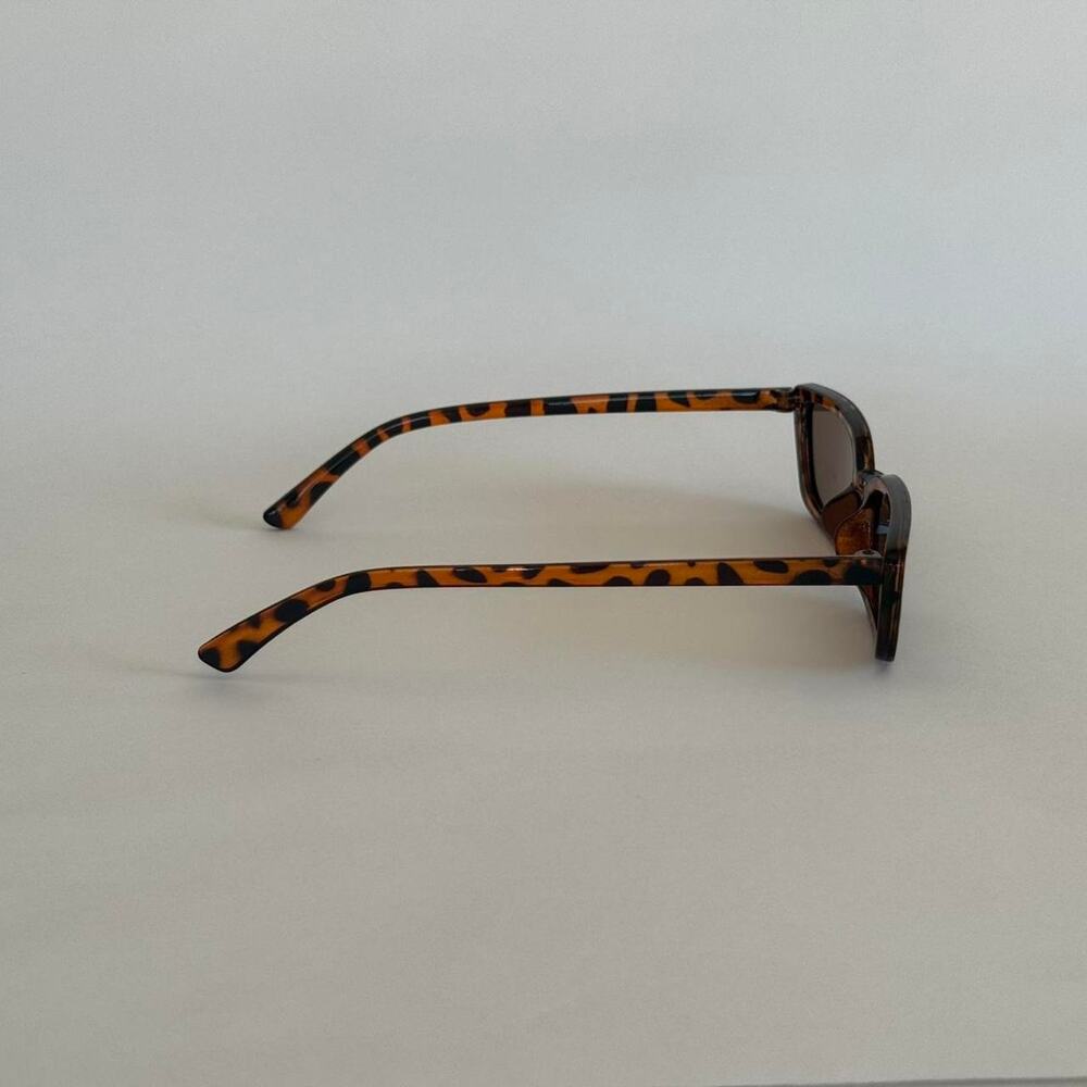 Y2K Tortoise Shell Brown Square Sunglasses Unisex Retro UVA UVB - Picture 3 of 4